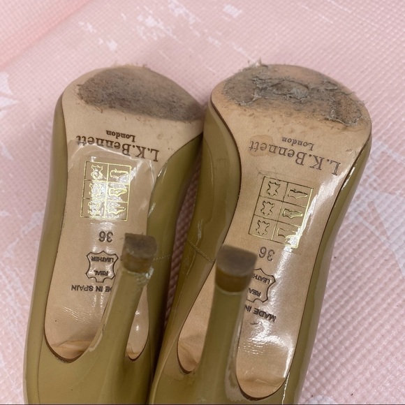 L.K. BENNETT Nude Patent Stila Courts Heel sz 36 - Picture 6 of 7